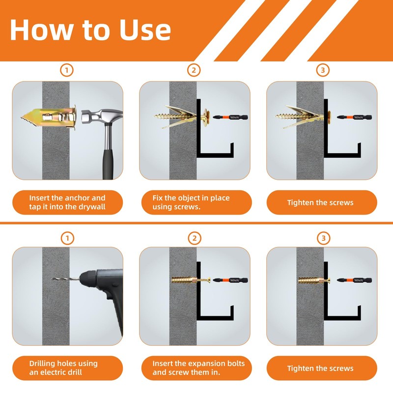 420pcs Self Drilling Drywall Anchors,Concrete Anchors and Screws Kits 4