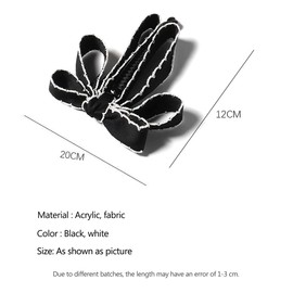 Ribbon Bow Banana Hair Clips for Women Girl，2PCS Vertical Ponytail Claw Clip Korean Style Bowknot Ponytail Claw Large Banana Clip for Thick Hair Accessories (Black)