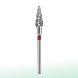 STALEKS PRO Expert Carbide Nail Drill Bit (Cone, Red, 6mm Head / 14mm WP) – For Left-Handed Users – Soft Hardness for Artificial Nail Correction & Skin Processing in Hardware Manicure/Pedicure