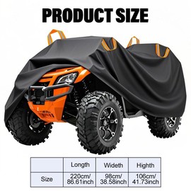 Blueshyhall Quad ATV Covers, Waterproof UV Protection, Black, ATV Tarpaulin Indoor Outdoor Made of 210D Polyester Fabric with Reflective Strips and Buckle Straps (XXL (220 x 98 x 106 cm))