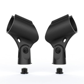 Etour Universal Microphone Clip Holder, Adaptive Adjustable Mic Clip Holder for Mic Stand Comes with 5/8" Male to 3/8" Female Screw Adapter Suitable for Handheld Microphones, 2-Pack