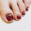 24Pcs Wine Red Press on Toenails for Women Summer Short