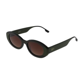 ZEALOUS Inspire Sunglasses: Handmade Acetate Oval Shades with UV400 Protection (Segmented Green with Brown Lens)