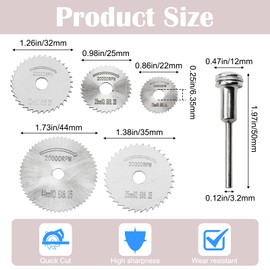5PCS Rotary Drill Saw Blade Set, HSS Cutting Wheel Saw Blade, Rotary Tool Metal Cutting Disc with 3.2mm Straight Shank Arbor for Metal Cutting