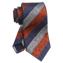 Kihatwin Men's Copper Navy Blue Grey Ties Geometric Striped Burnt Orange Trendy Patterned Fashion Business Neckties
