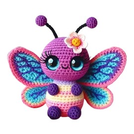 POETRYDRAW Butterfly Crochet Starter Kit for Beginners & Adults DIY Crochet Animal Kits Crocheting Knitting Kit for Crochet Lovers (Purple)