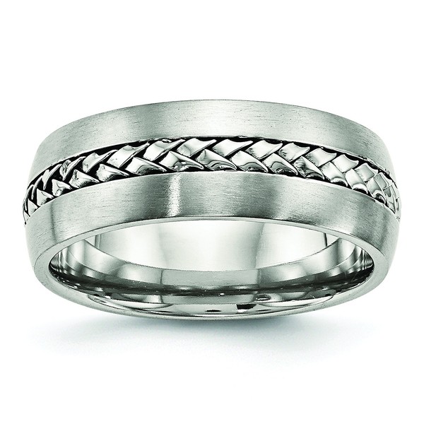 Stainless Steel Brushed and Polished Braided 8mm Band Size 7.5