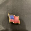 Waving American Flag Enamel Lapel Pin - Gold Metal Small