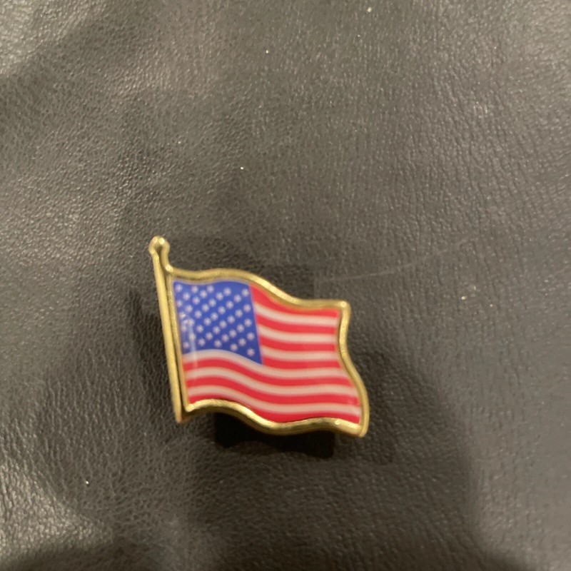 Waving American Flag Enamel Lapel Pin - Gold Metal Small