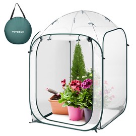 VIVOSUN 39x39x63-Inch Portable Walk-in Greenhouse, with PVC Cover & Detachable Base, Instant Pop-up and Folding, Mini Greenhouse with Roll-Up Door & Mesh Window for Indoor Outdoor, Wind Ropes Included