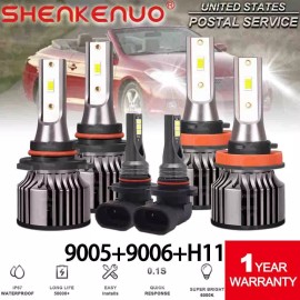 SHENKENUO For Ford F150 2015 2016 2017 2018 2019 -LED Headlight&Fog Light Bulbs Combo Kits