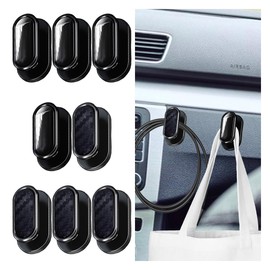 Car Mini Hooks, Multifunctional Strong Self-Adhesive Backseat Hangers, Wall Hanging Hooks, Universal Hook Stickers, Car Interior Accessories for Key Charging Cable Earphone (8PCS Carbon&Glossy)