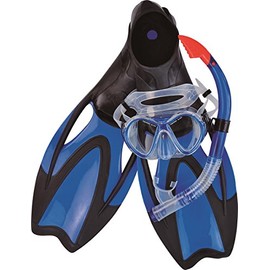 Blue Swim Fins, Snorkel and Goggle Pool Set - Medium - Ages14+