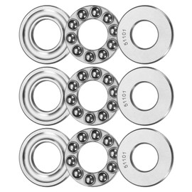 sourcing map 3 Set 51101 Thrust Ball Bearings 12 x 26 x 9mm Plane Axial Ball Bearing Single Row Roller, Chrome Steel (ABEC3)