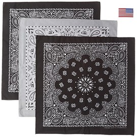 Bandana, Raiders, Set of 3 (RAIDERS Black, Silver Black) with Rank Badge, black silver