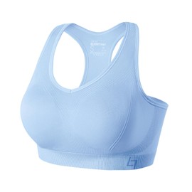 FITTIN Racerback Sports Bras for Women - Padded Seamless High Impact Support for Yoga Gym Workout Fitness M Light Blue