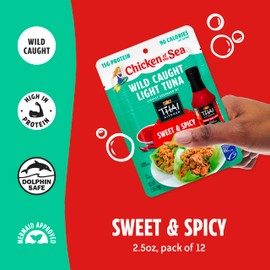 Chicken of the Sea Wild Caught Light Tuna, 2.5 oz. Packets (Box of 12), Sweet & Spicy Seasoning