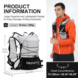 IX INOXTO Running Hydration Vest Backpack, Lightweight Water Backpack with 1.6L Water Bladder Daypack for Women Men,Adjustable Running Vest Pack for Trail Running Hiking Cycling Race Marathon (Gray)
