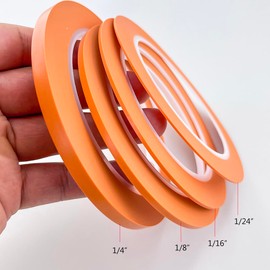 JINBING High-Temp Vinyl Automotive Fine Line Fineline Masking Tape Painter Tape for Curves 1/24 in 1/16in 1/8in 1/4in 4pcs (Orange)