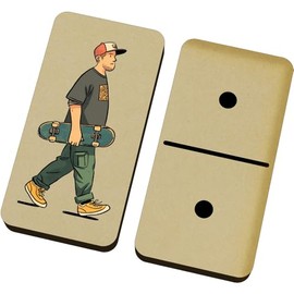 Azeeda 'Skateboarder Walking with Skateboard' Domino Set & Box (DM00052055)