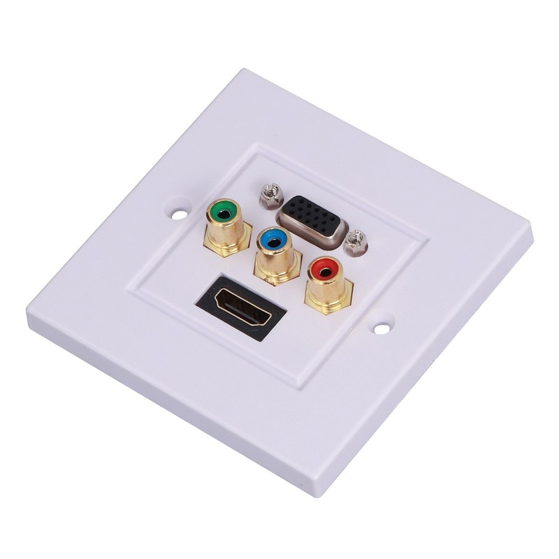 VGA+High Definition Multimedia Interface 3RCA Wall Plate Panel Socket for