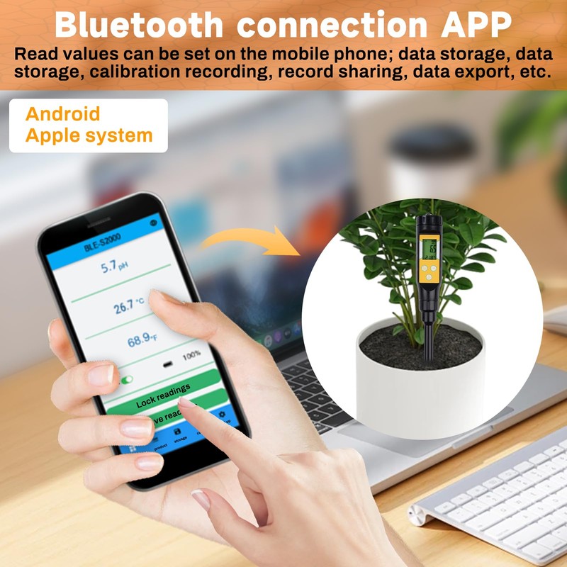 6-in-1 Bluetooth Moisture Meter Plant Moisture Meter PH Meter Soil