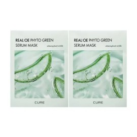 Kim Jeong-moon Aloe Lassence Loe Cure Phyto Green Serum Mask 10 sheets (new type) Whitening Pore Care 2 pcs Ss 1 pc / 김정문알로에 라센스 로에 큐어 피토그린 세럼 마스크 10매(신형) 화이트닝 모공케어 2개 Ss 1개