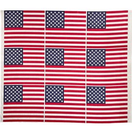 AMORNPHAN 45x40 Inch American USA Flag Patriotic Stars and Stripes Printed Cotton Fabric for Patchwork Needlework DIY Handmade Sewing Crafting Home Decoration (9 Small Flag Size 13"x14")