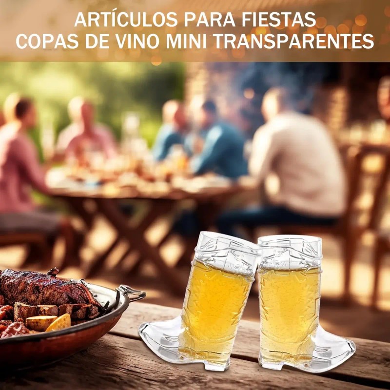 20 Vasitos Botas Vaquero Shots Caballitos Plástico 1 Oz