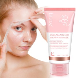 Kollagen-Gesichtsmaske, Kollagen-Nacht-Wrapping-Maske, Koreanische Kollagen-Maske, Elastizitäts- und Feuchtigkeitspflege, glatt und fest über Nacht 75ml/2,53 (1 Stück)