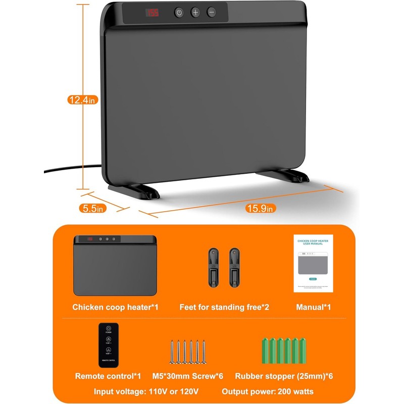 TIMEBAL 2026 Chicken Coop Heater, 200W UL Certified Radiant Panel,