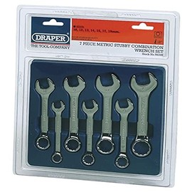 Draper 56398 Hi-Torq Metric Stubby Combination Spanner Set, 7 Pieces