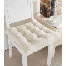 Comfortable Square and Round Artificial Lambswool Chair Pads,Soft Fluffy Chair Seat Cushion Plush Cushions Seat Pad for Home Office Meditation (17 inch(45cm), Square-Off-White)
