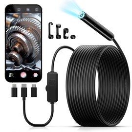 KAIWEETS 8-LED HD Borescope Camera - IP67 Waterproof Endoscope for Automotive, Plumbing & Home Inspections:_16.4 FT（5M）-Single Camera