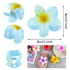 Plumeria Hair Clips Large Claw Clips, Set of 7, Hawaiian Hair Accessories, Stylish for Thick and Thin Hair Acrylic Beach Accessories for Women Girls Plumeria Hair Ornaments Hair Accessories Tropical