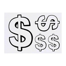 Azeeda 4 x 'Dollarzeichen' Temporäre Tattoos - Wasserfest, Hautfreundlich & Ungiftig · Transfers in Verschiedenen Größen (TO00084376)