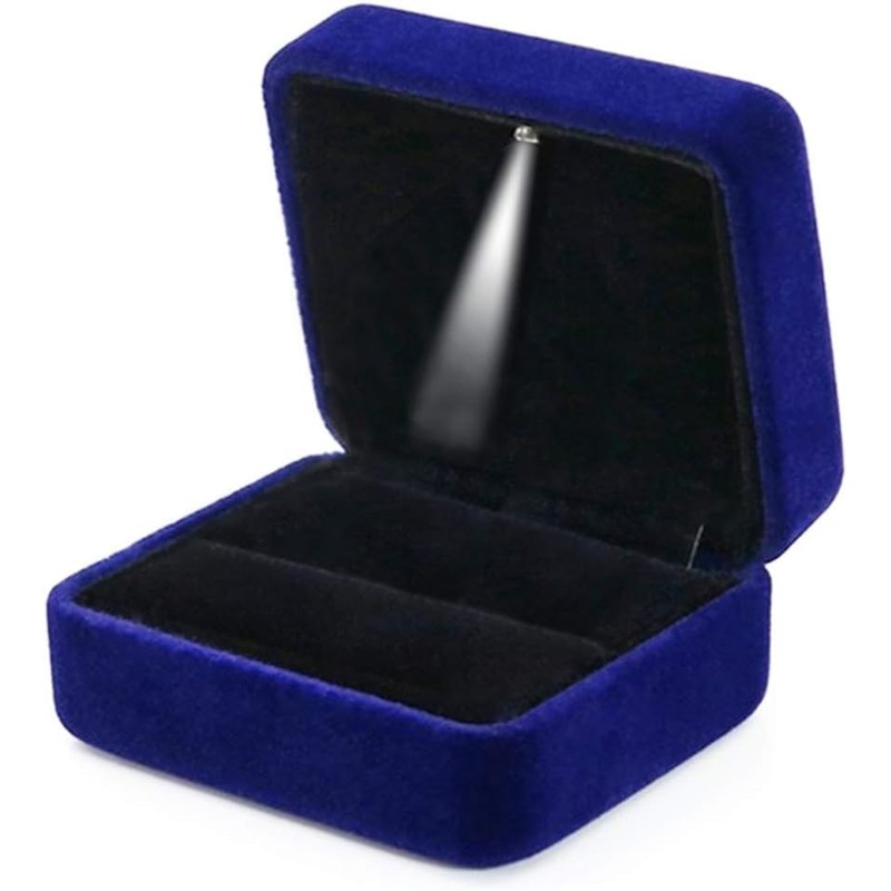 DELALO® Ring Box with LED Light, Velvet Ring Box with