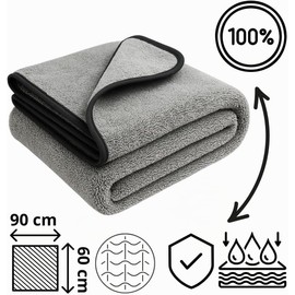 Toalla Secado de Microfibra Grande 90 X 60 cm Extra Suave No Raya el Auto o Moto para Lavado o Secado Automotriz