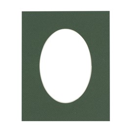 CountryArtHouse Hunter Green Acid Free 10x14 Oval Picture Frame Mat with White Core Bevel Cut for 8x10 Pictures - Fits 10x14 Frame - Pack of 1 Matboard Show Kit with Acid Free Backing & Clear Bag