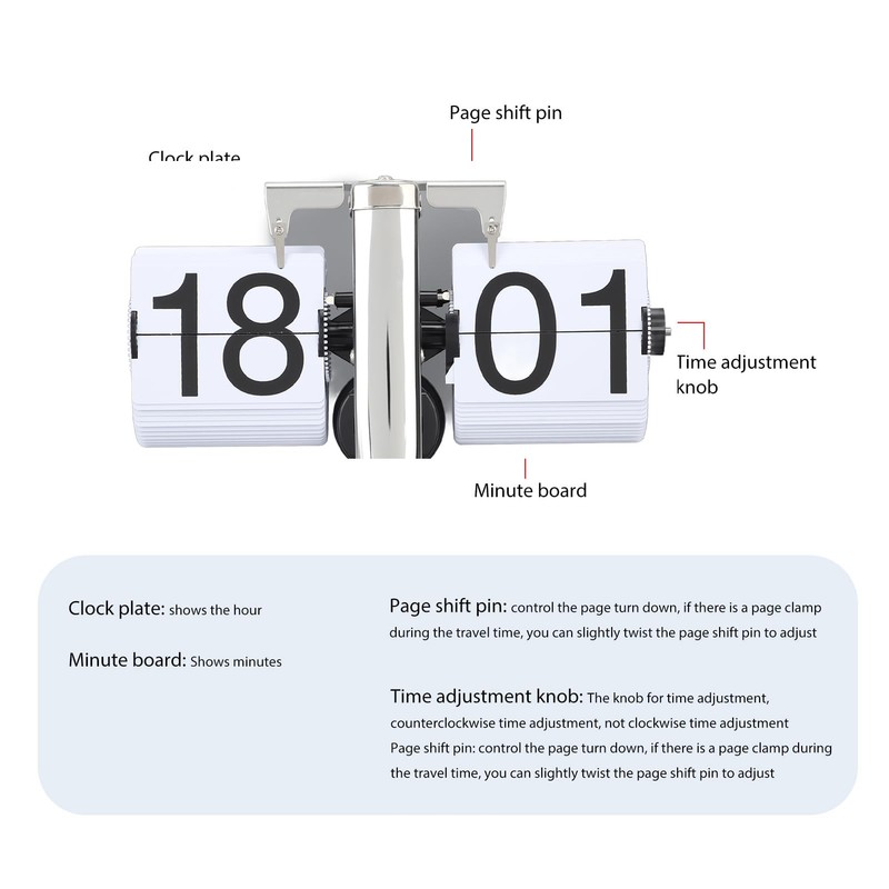 Flip Desk Clock, Retro Mechanical Flip Down Clock, Minimalist Internal