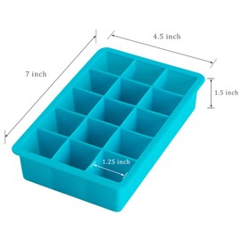 Webake Ice Cube Trays Silicone Ice Cube Molds, 15 Cavity Whisky Ice Cube Tray, Easy Release, BPA Free, Flexible Pack of 3