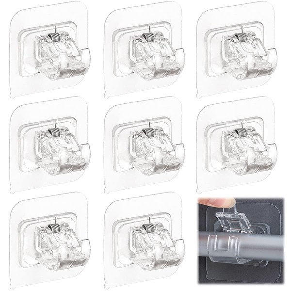 Curtain Rod Bracket No Drilling 8pcs, Self Adhesive Curtain Rod