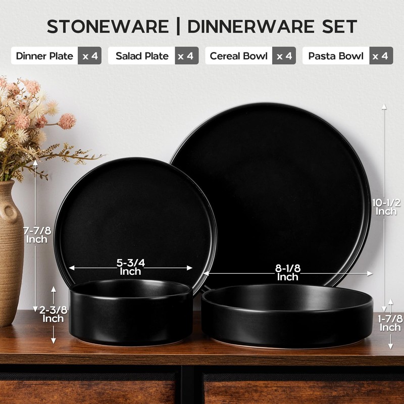 Onader 16 Piece Dinnerware Sets with Serving Bowls for 4,