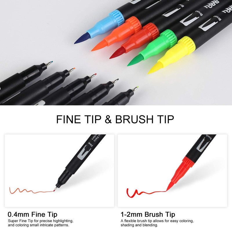 hho-100B 100 Colours Pen Set, Felt Tip Pens, Double-Sided Colouring