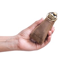 STILORD 'Enno' Small Key Bag Leather Key Case Key Case Mini Purse Key Bag Key Ring with Zip Compartment and Key Ring, Medium - Brown, coin purse