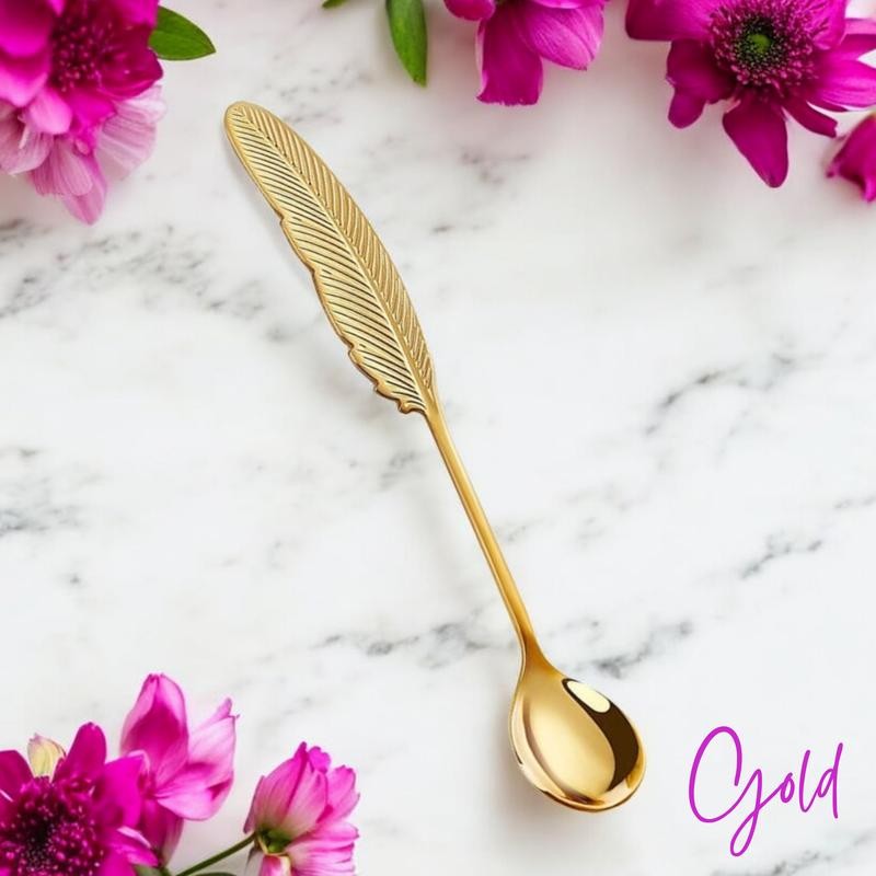 Graceful Feather Teaspoon - 6in - Teaspoon Color: Silver