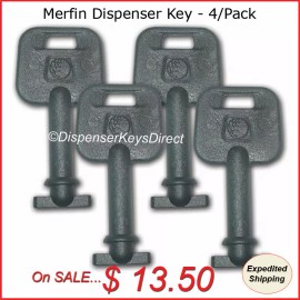Merfin, Kruger, SCA Tissue, San Jamar, Vondrehle Merfin Dispenser Key for Paper Towel & Toilet Tissue Dispensers - (4/pk.)