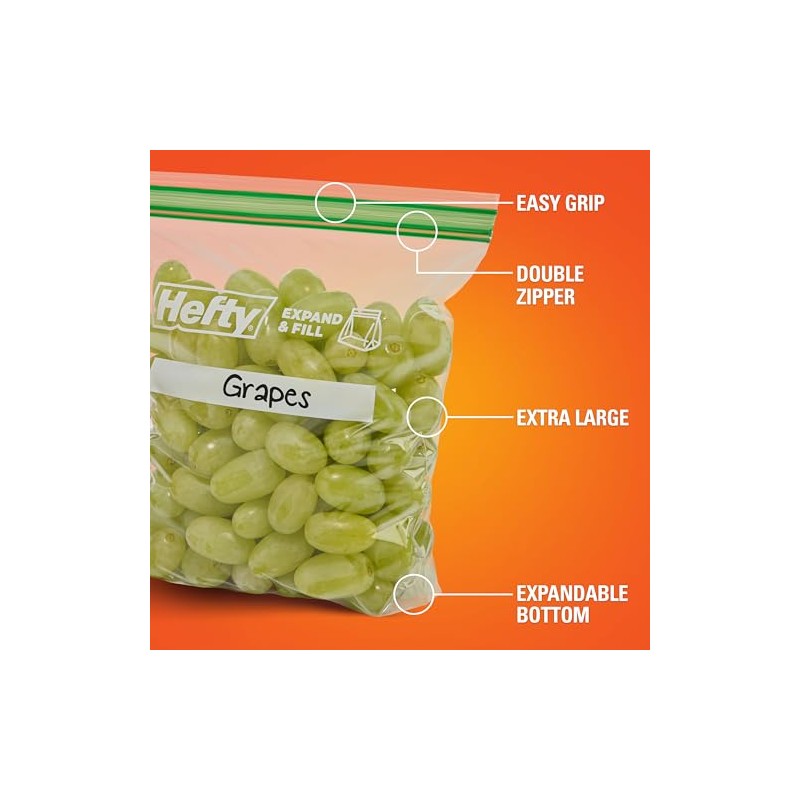 Hefty XL Press to Close Plastic Sandwich Expand and Fill