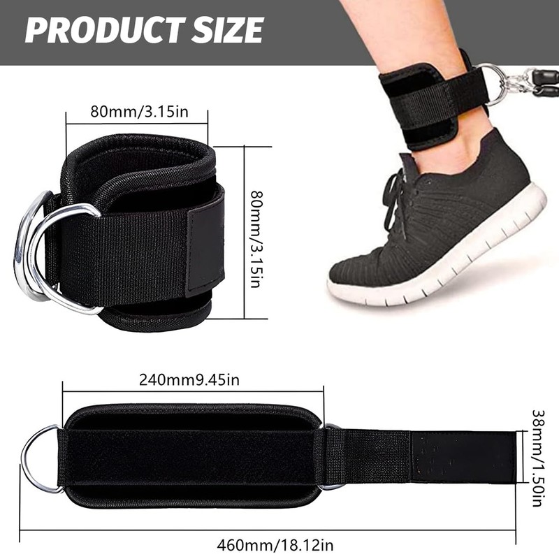 Pack of 2 Foot Loops, Cable Pulls with D-Rings, Ankle