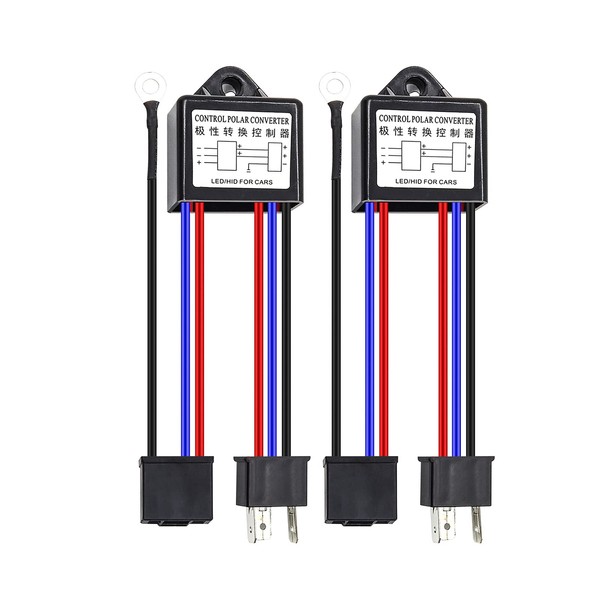 H4 Headlights Converter Resistor Decoder, Wiring Harness Adaptor Reversed Polarity